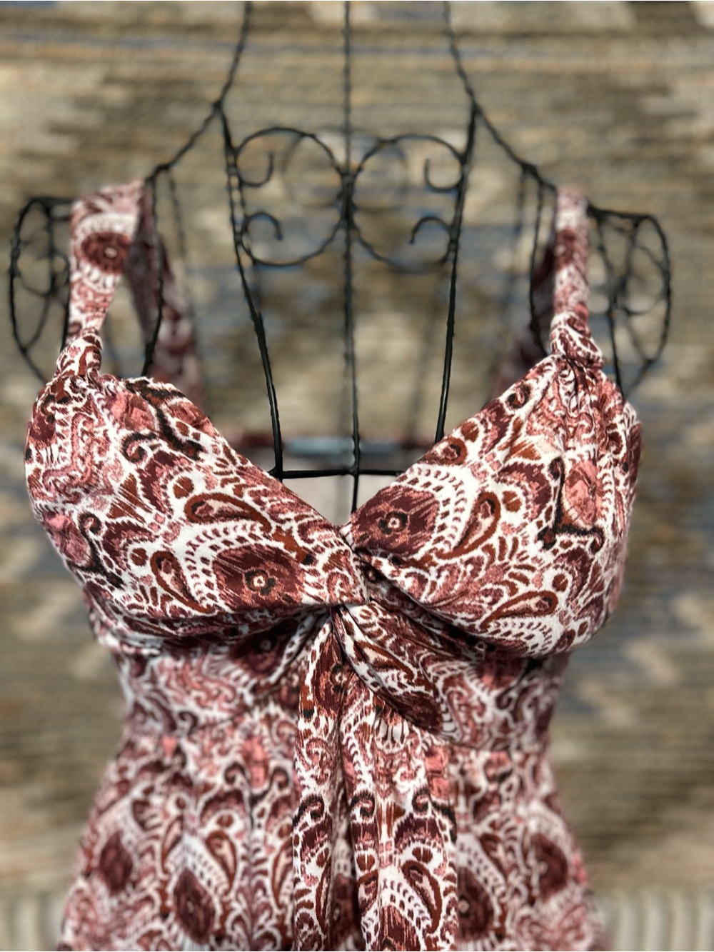 Blue Sol Bohemian Paisley Tie-Front Tank - Picture 2 of 10